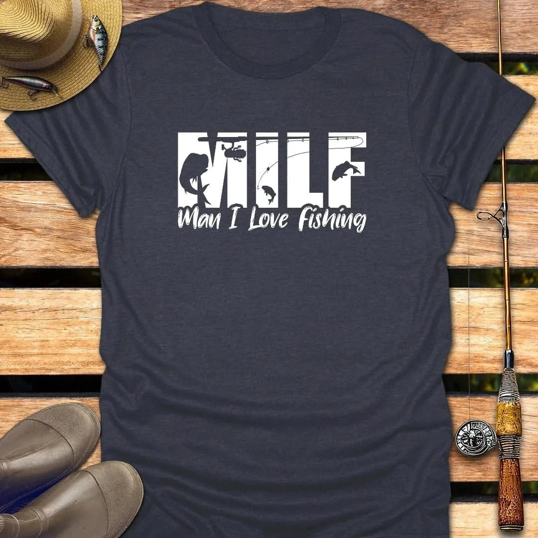 MAN I LOVE FISHING T-Shirt FISHING T-Shirt Heather Navy / S