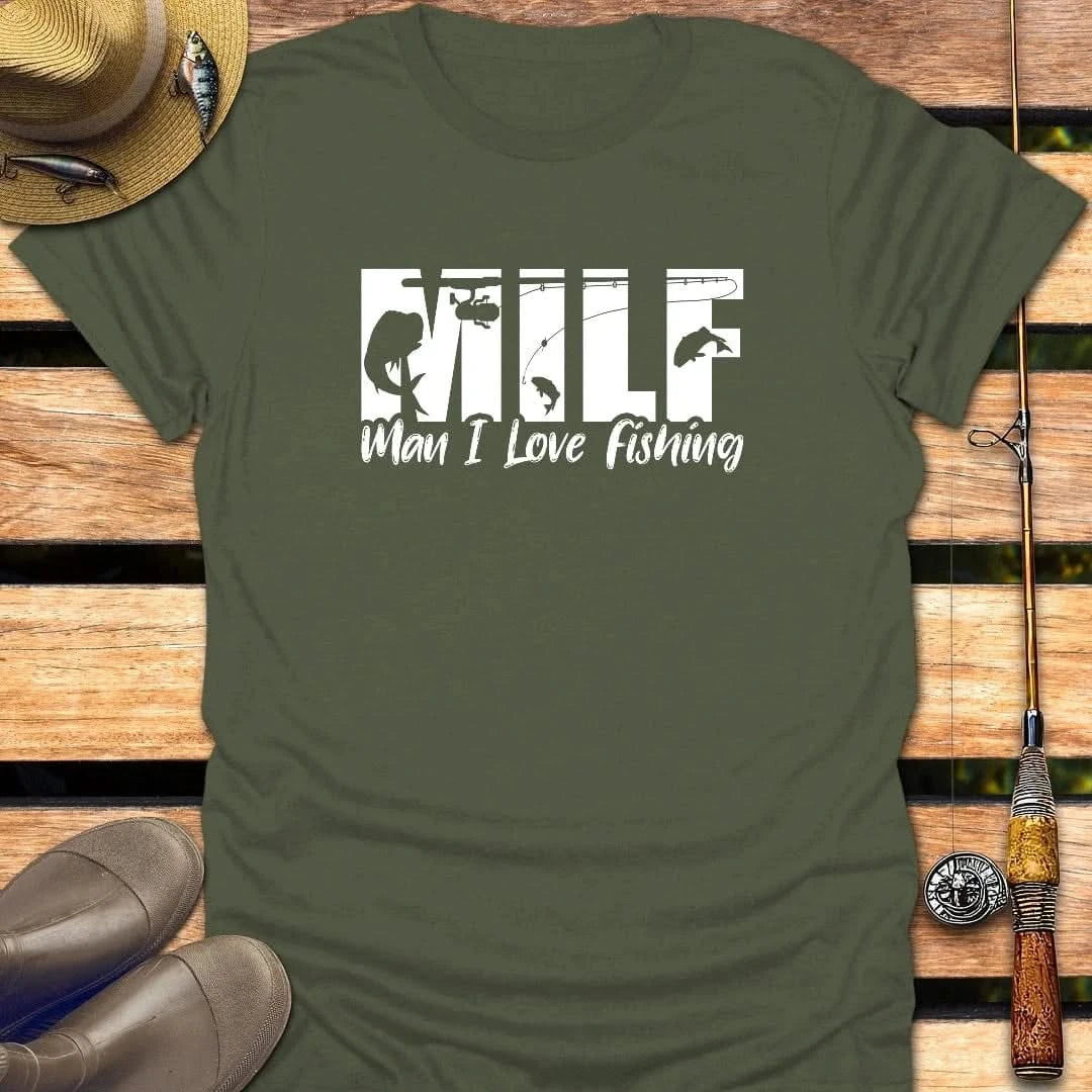 MAN I LOVE FISHING T-Shirt FISHING T-Shirt Military Green / S