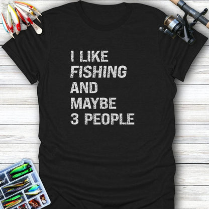 MAYBE 3 PEOPLE T-Shirt FISHING T-Shirt Black / S