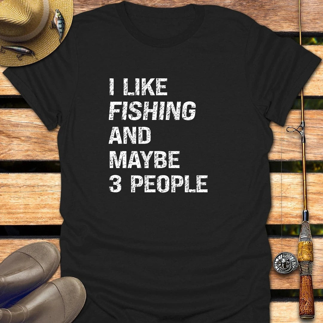 MAYBE 3 PEOPLE T-Shirt FISHING T-Shirt Black / S