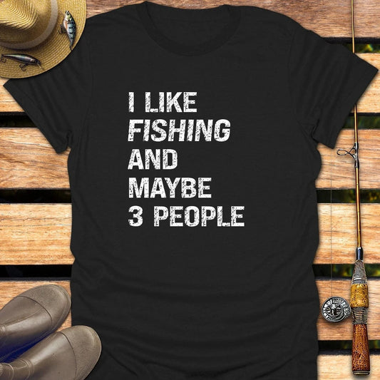 MAYBE 3 PEOPLE T-Shirt FISHING T-Shirt Black / S