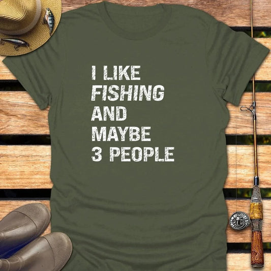 MAYBE 3 PEOPLE T-Shirt FISHING T-Shirt Military Green / S