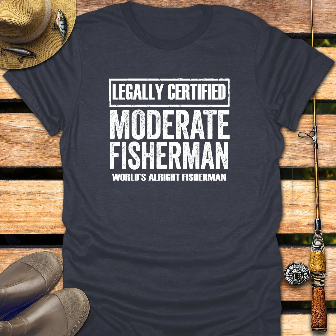 MODERATE FISHERMAN T-Shirt FISHING T-Shirt Heather Navy / S