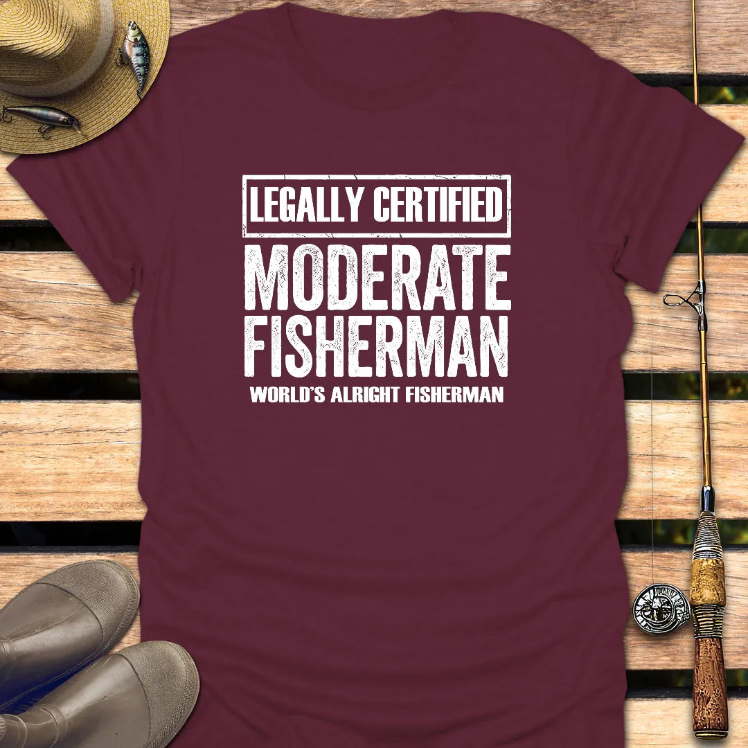 MODERATE FISHERMAN T-Shirt FISHING T-Shirt Maroon / S