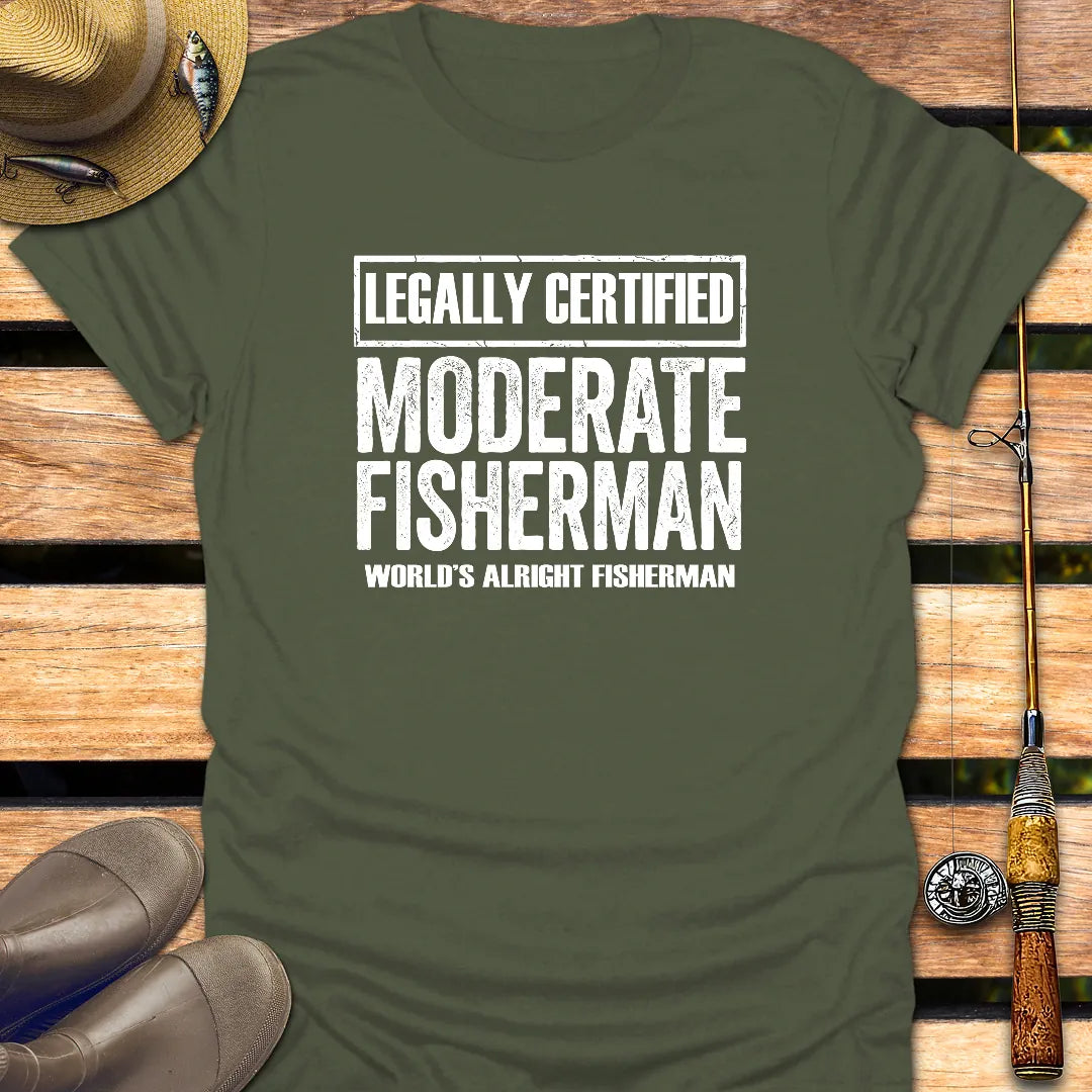 MODERATE FISHERMAN T-Shirt FISHING T-Shirt Military Green / S