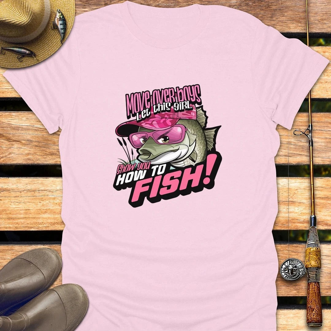 MOVE OVER BOYS T-Shirt FISHING T-Shirt Light Pink / S