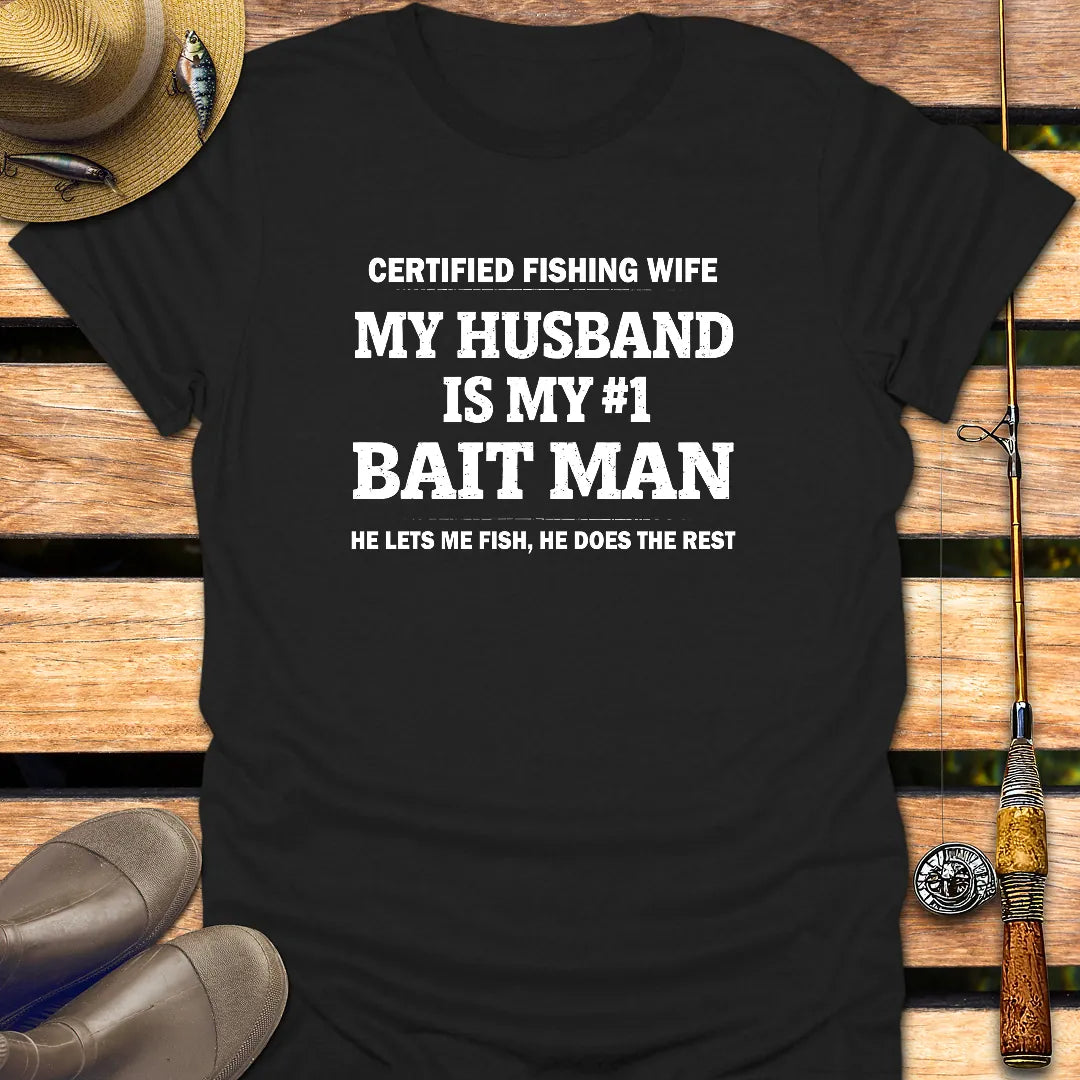 MY #1 HUSBAND T-Shirt FISHING T-Shirt Black / S