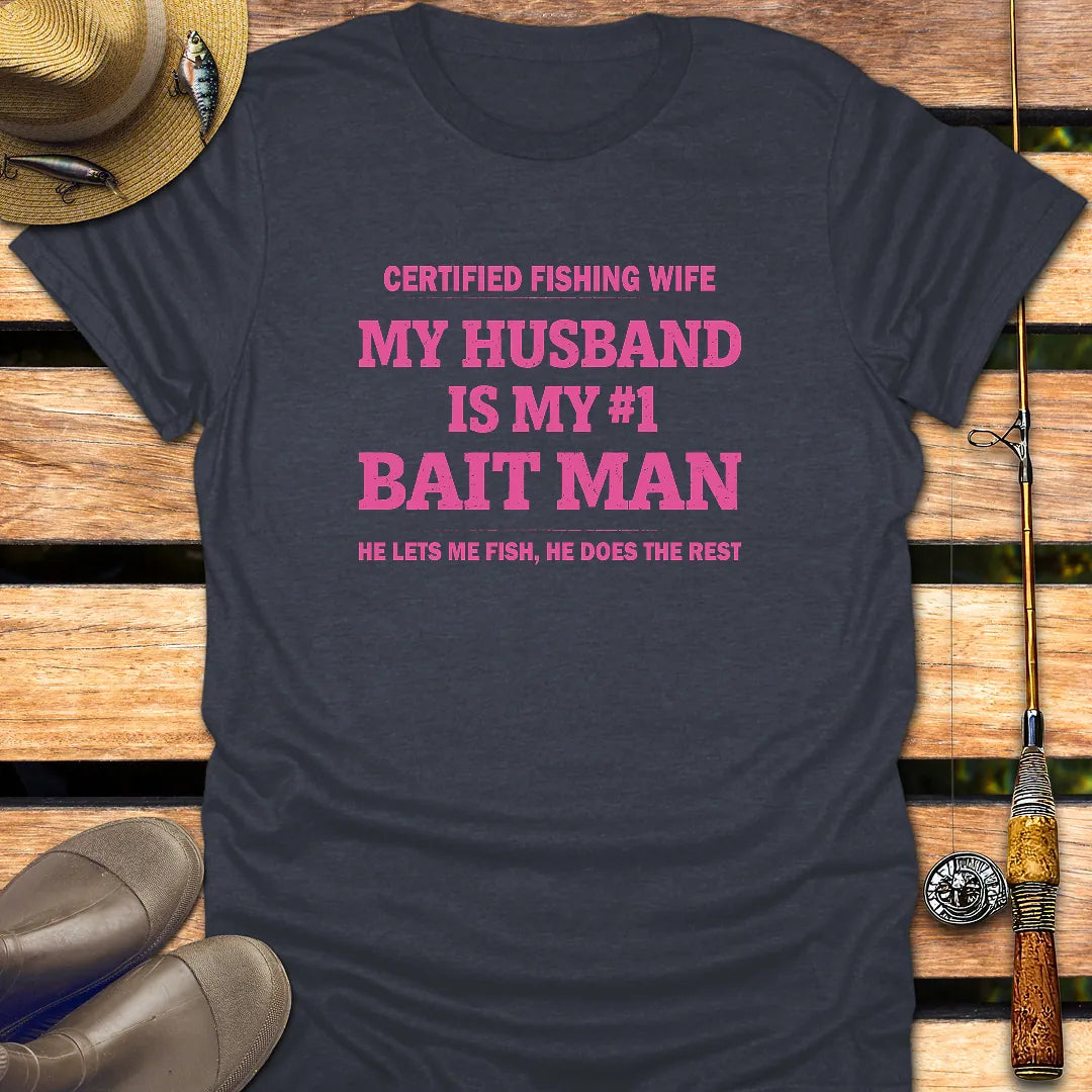 MY #1 HUSBAND T-Shirt FISHING T-Shirt Heather Navy / S