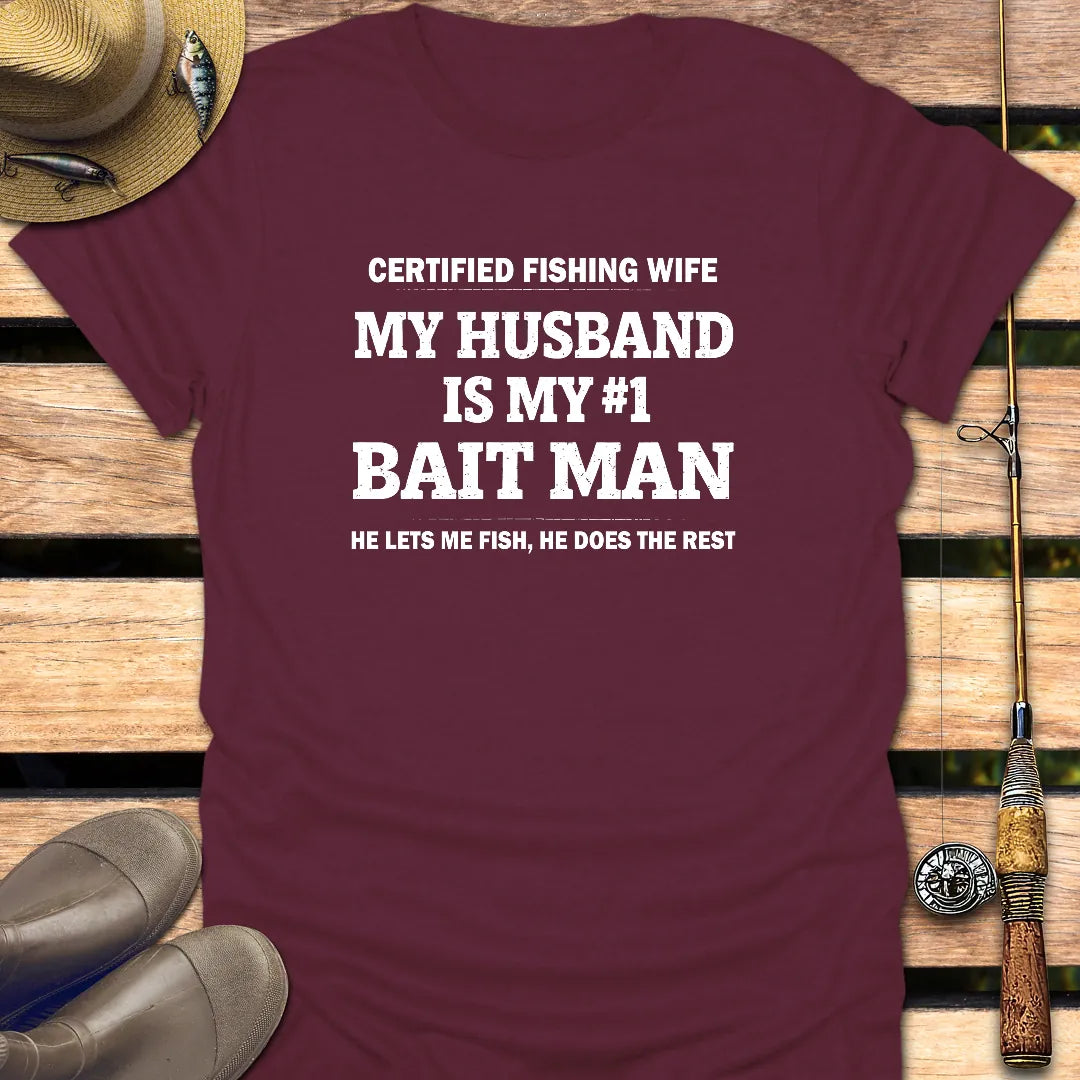 MY #1 HUSBAND T-Shirt FISHING T-Shirt Maroon / S