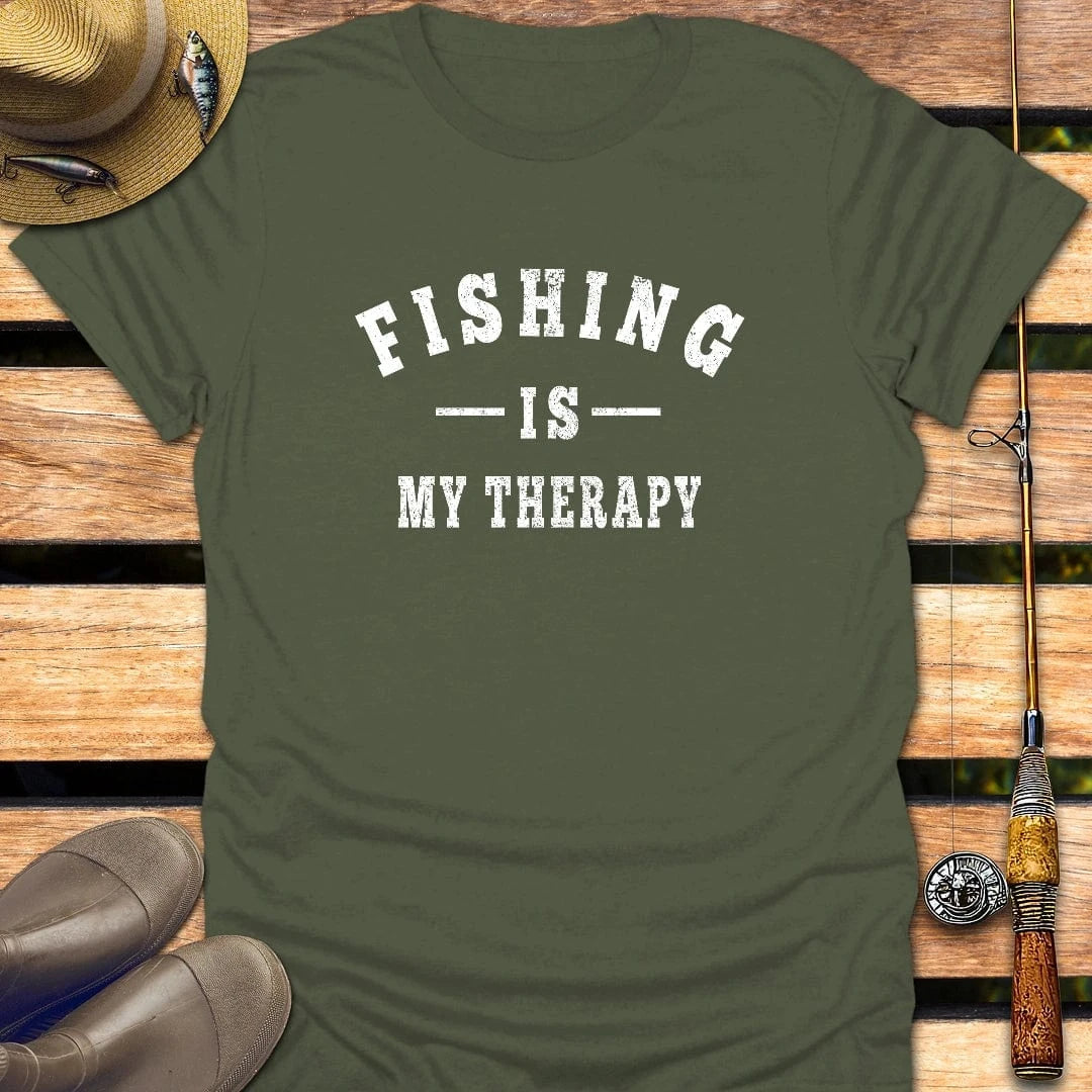 MY THERAPY T-Shirt FISHING T-Shirt Military Green / S