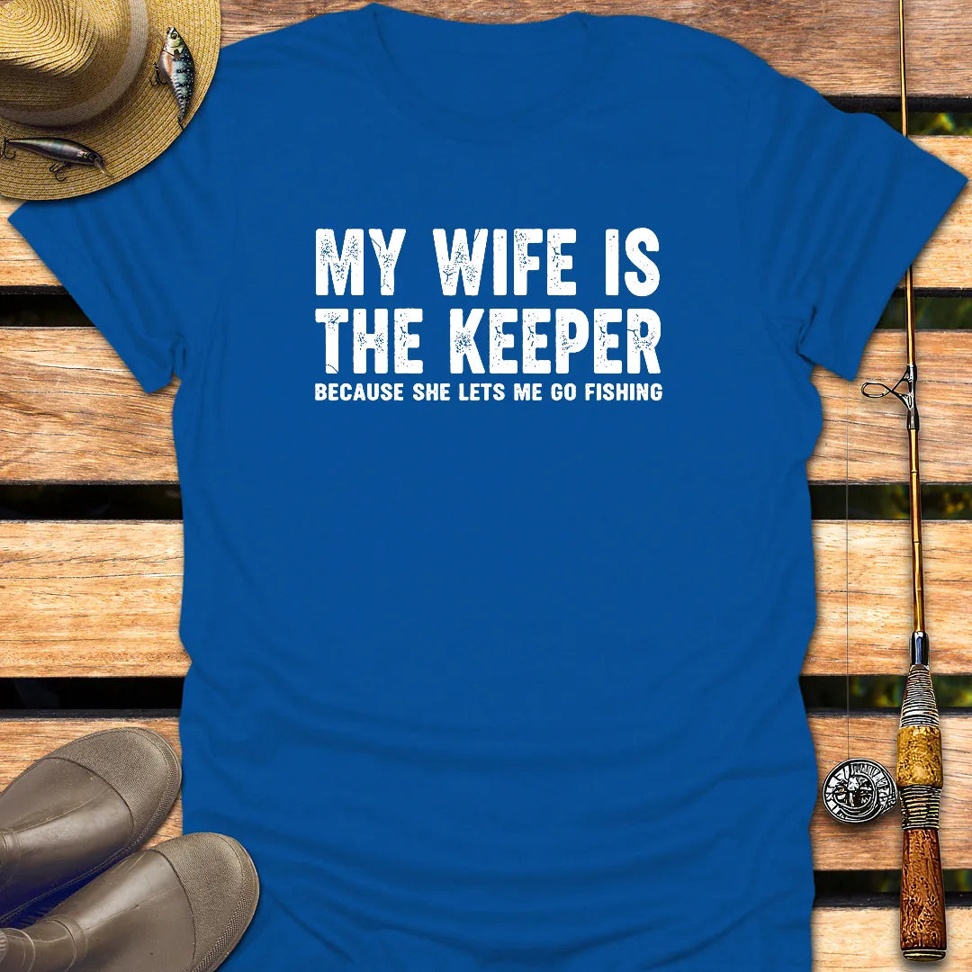 MY WIFE IS KEEPER T-Shirt FISHING T-Shirt Royal / S