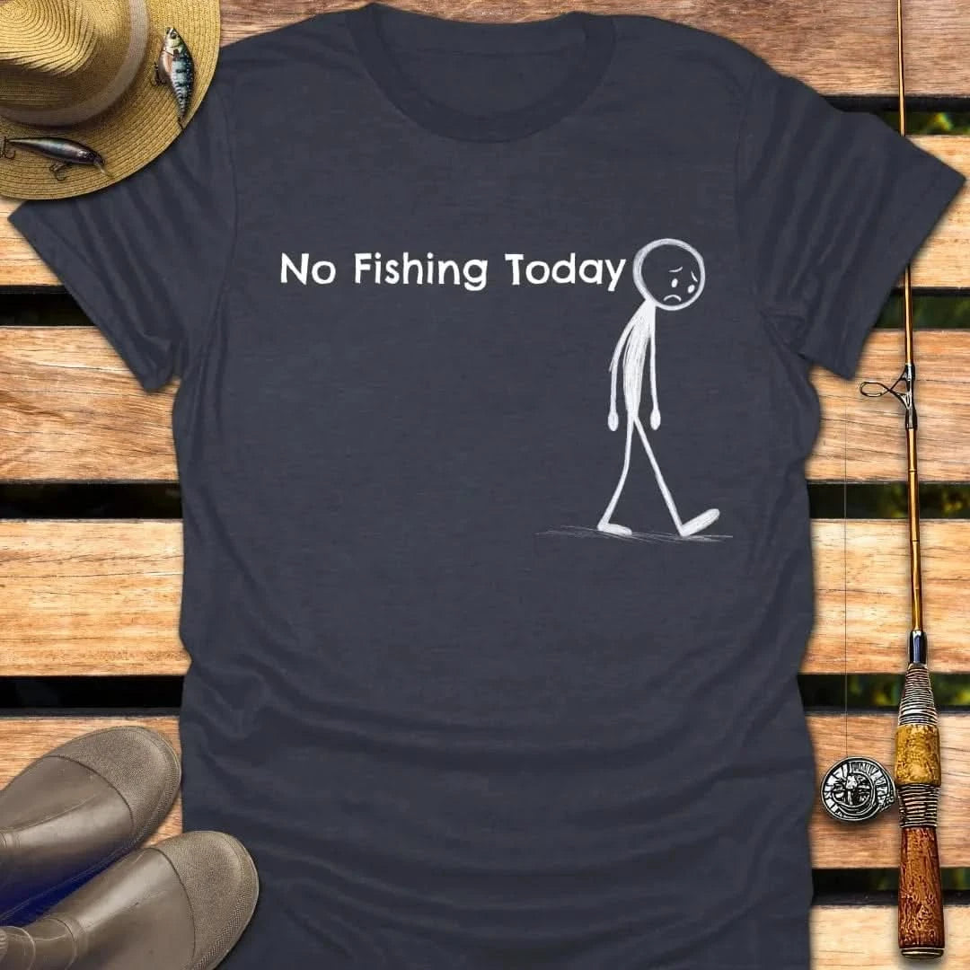 NO FISHING TODAY T-Shirt FISHING T-Shirt Heather Navy / S