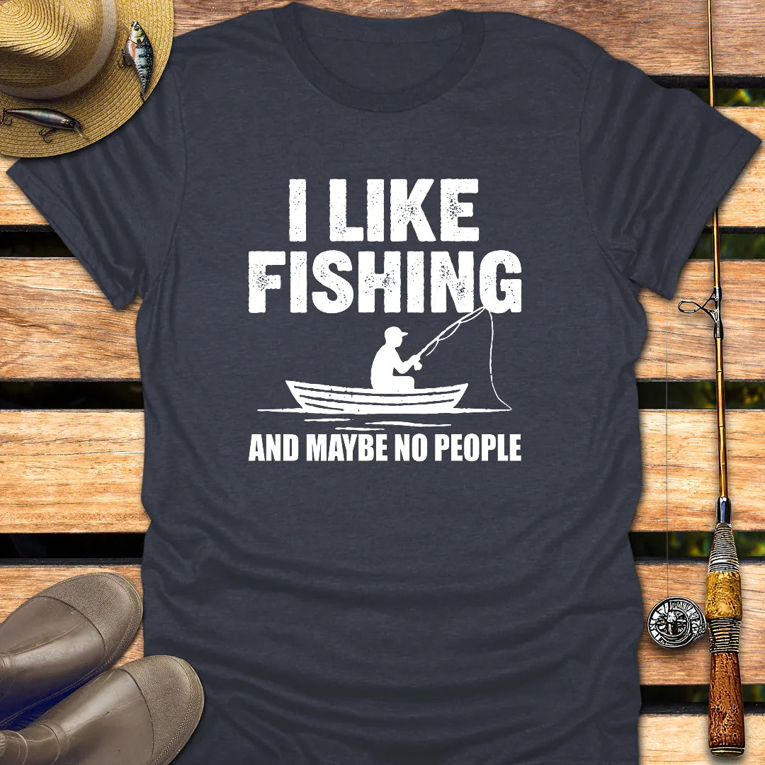 NO PEOPLE T-Shirt FISHING T-Shirt Heather Navy / S