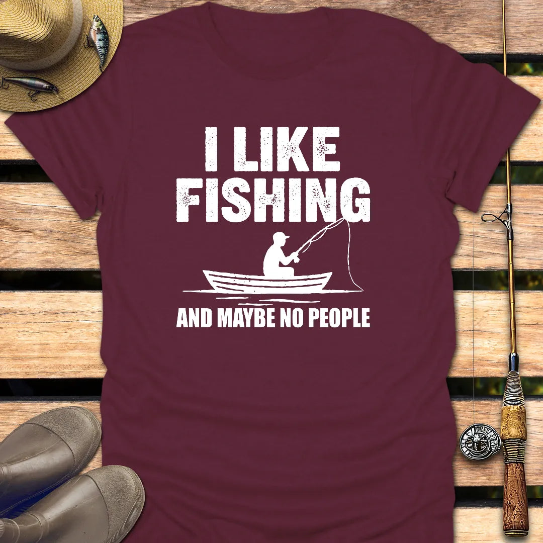 NO PEOPLE T-Shirt FISHING T-Shirt Maroon / S