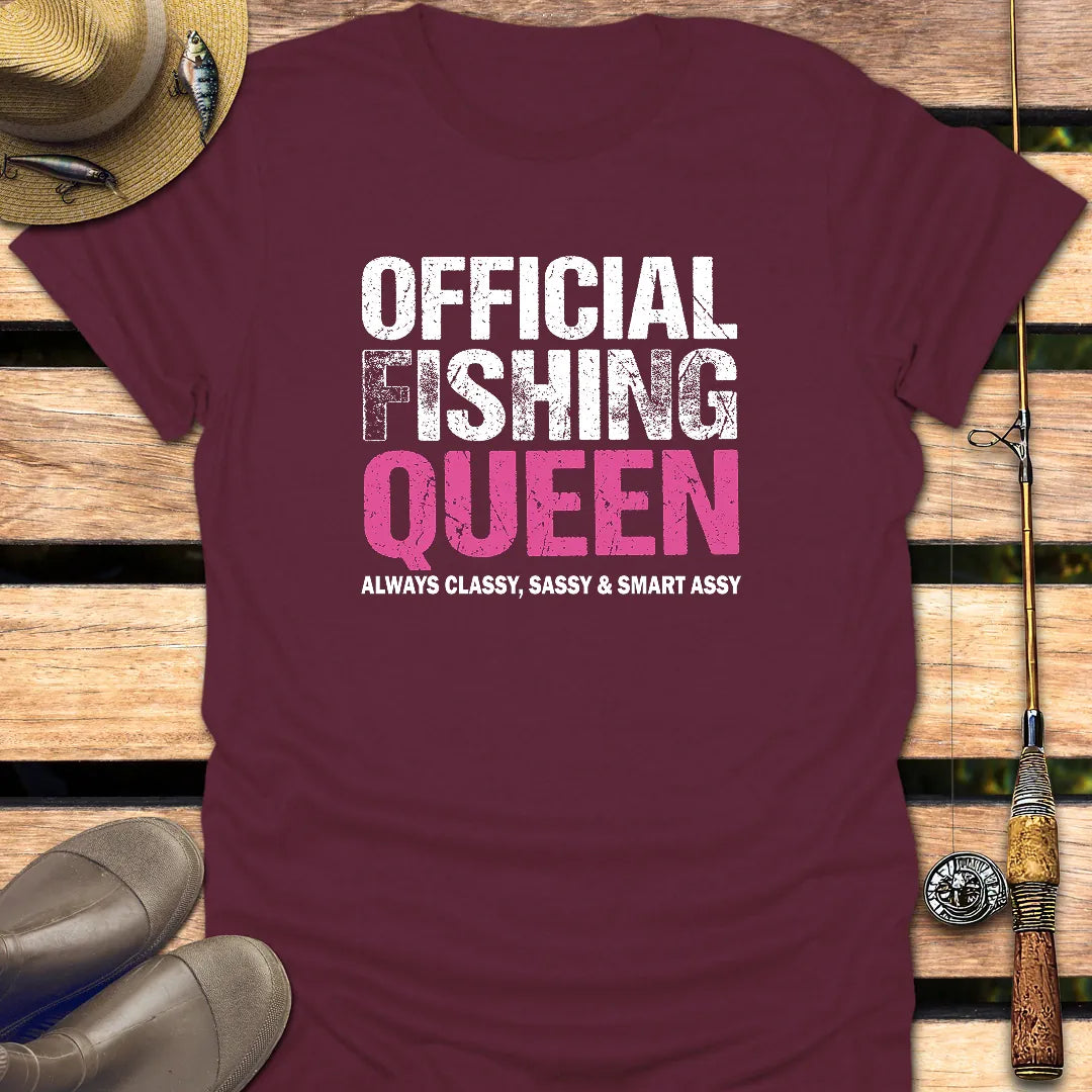 OFFICIAL FISHING QUEEN T-Shirt FISHING T-Shirt Maroon / S