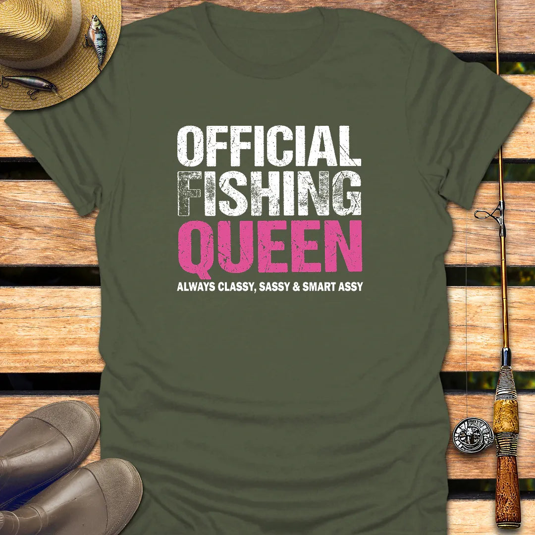 OFFICIAL FISHING QUEEN T-Shirt FISHING T-Shirt Military Green / S