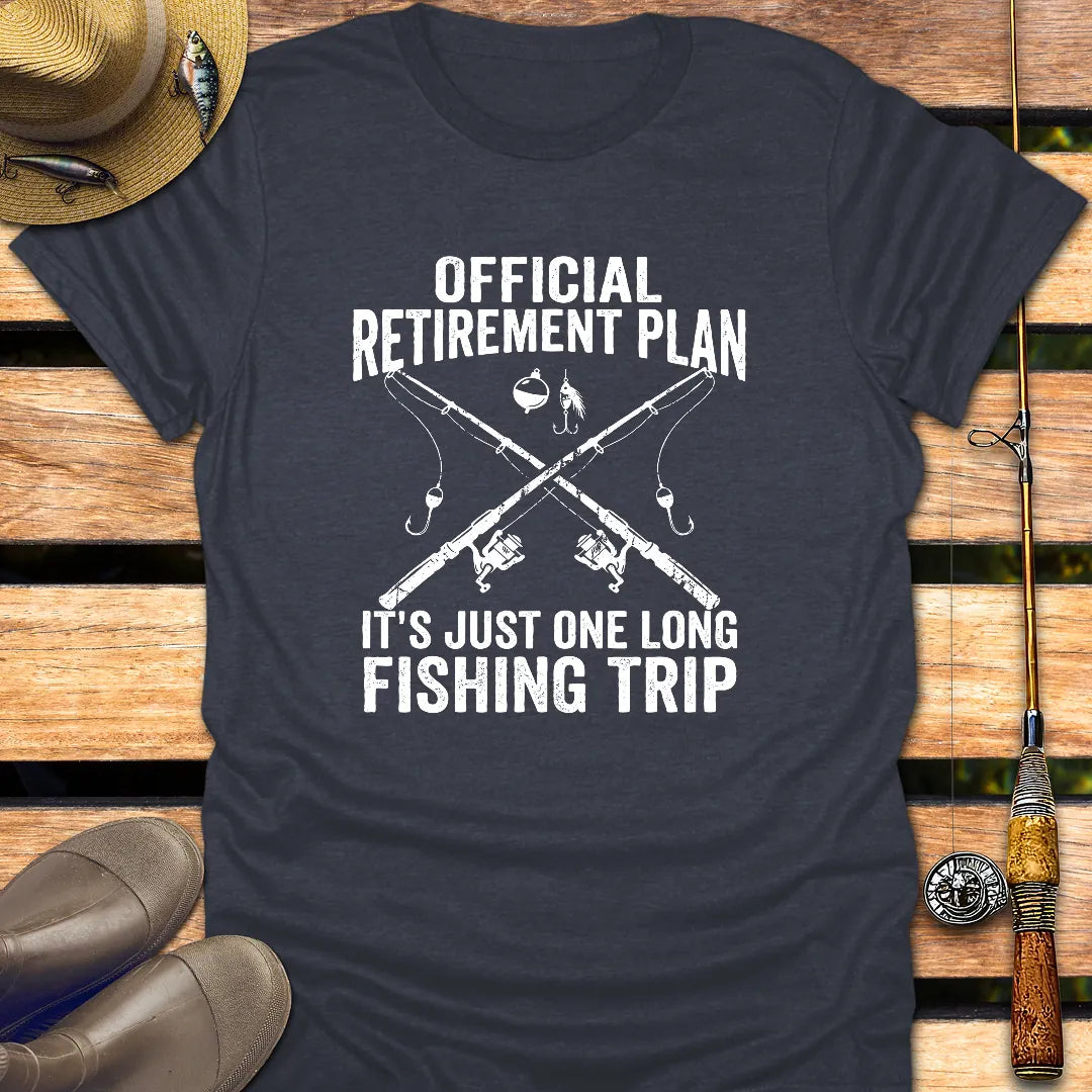 OFFICIAL RETIREMENT PLAN T-Shirt FISHING T-Shirt Heather Navy / S