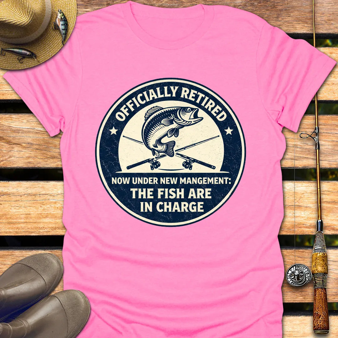 OFFICIALLY RETIRED ANGLER T-Shirt FISHING T-Shirt Azalea / S