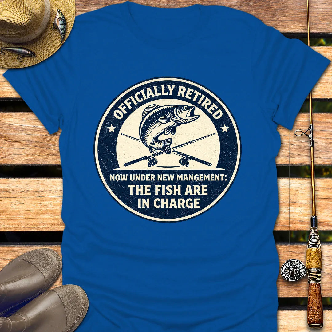 OFFICIALLY RETIRED ANGLER T-Shirt FISHING T-Shirt Royal / S