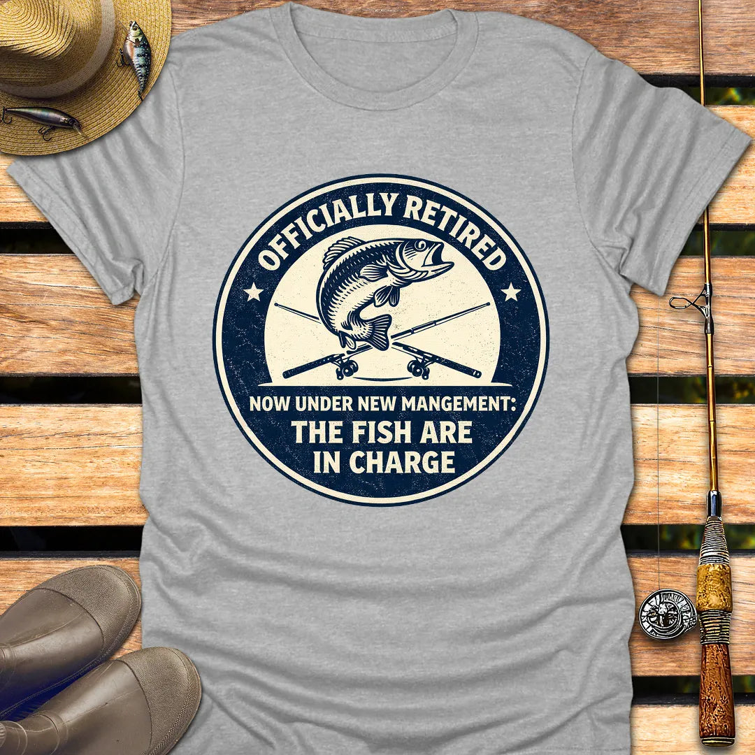 OFFICIALLY RETIRED ANGLER T-Shirt FISHING T-Shirt Sport Grey / S