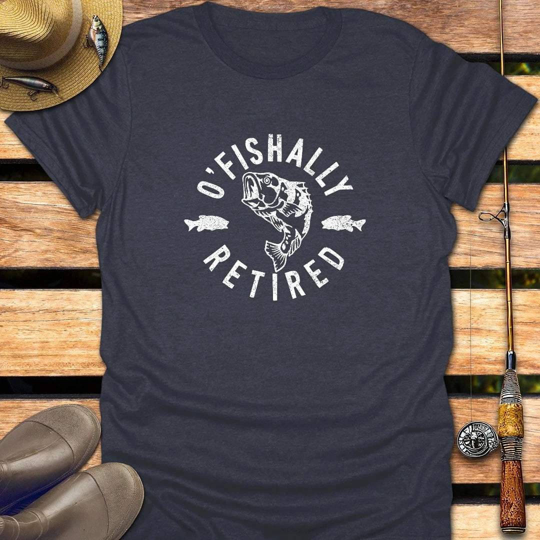 OFISHALLY RETIRED T-Shirt FISHING T-Shirt Heather Navy / S