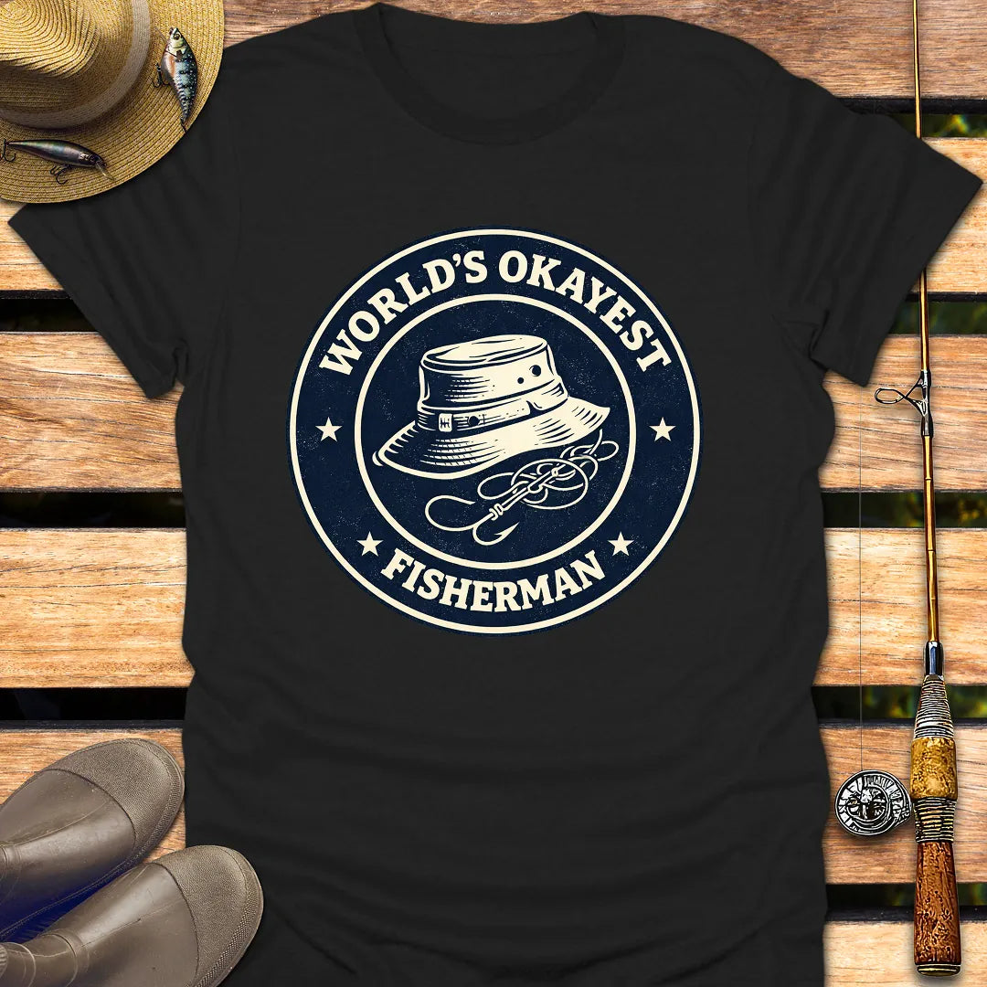 OKAYEST FISHERMAN BADGE T-Shirt FISHING T-Shirt Black / S