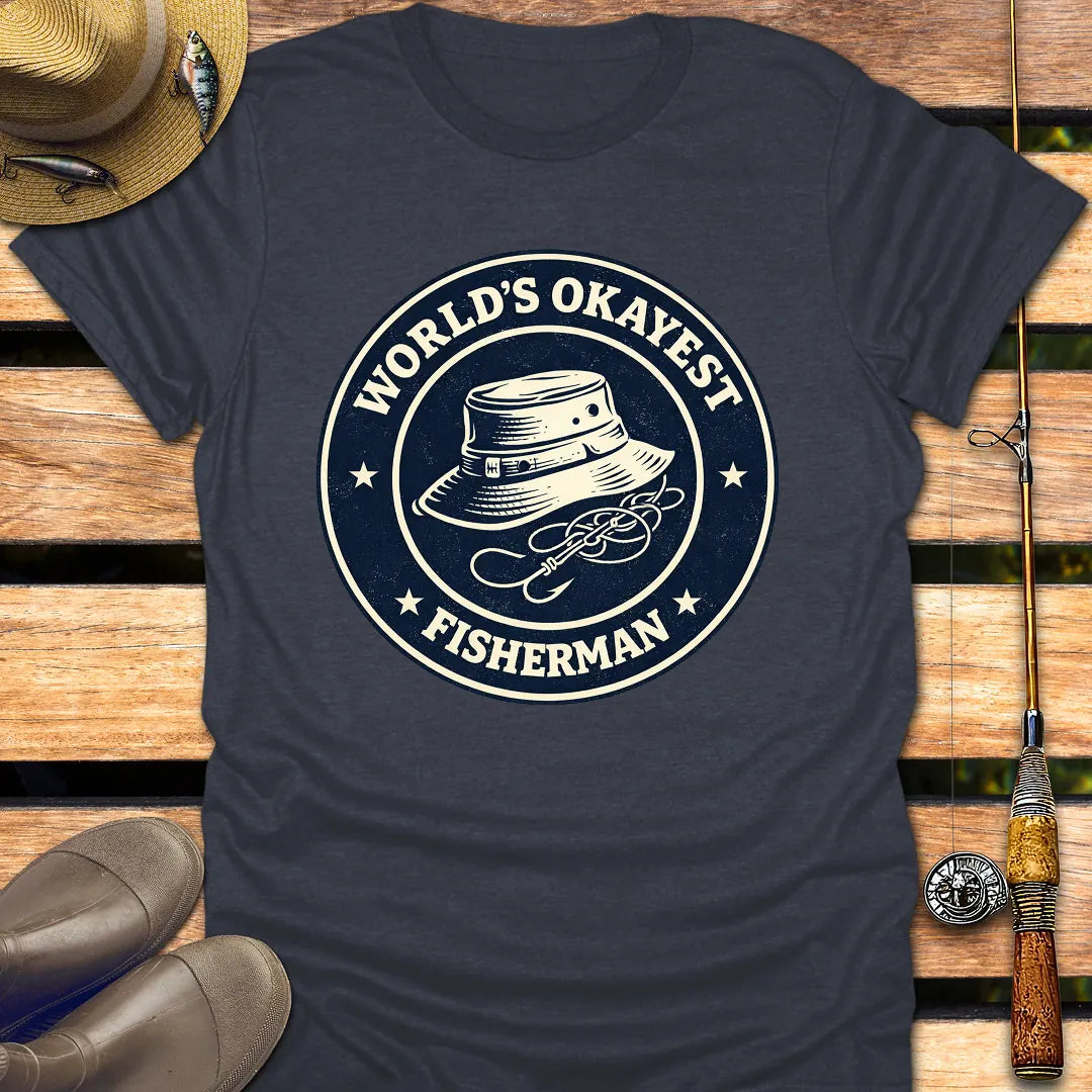 OKAYEST FISHERMAN BADGE T-Shirt FISHING T-Shirt Heather Navy / S