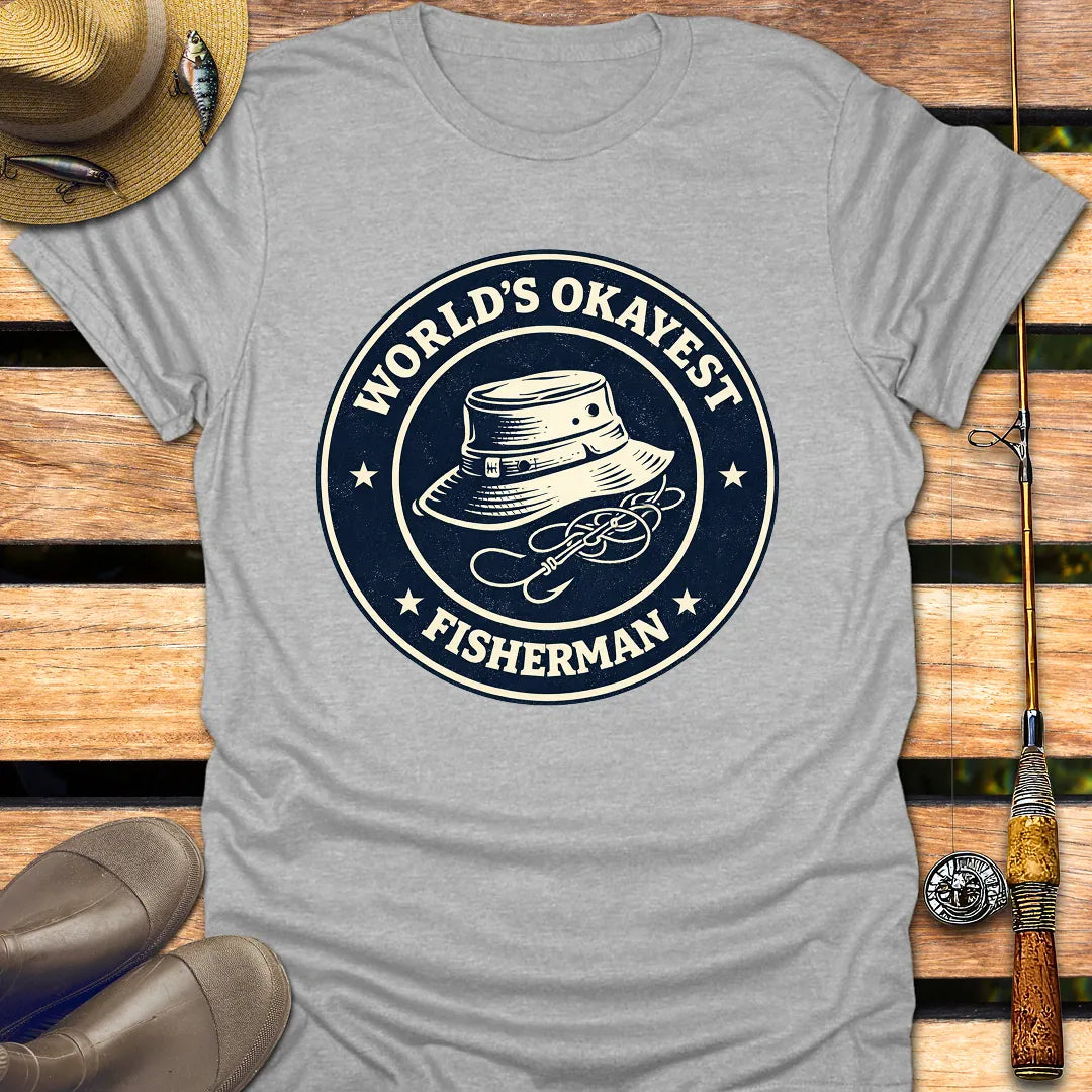 OKAYEST FISHERMAN BADGE T-Shirt FISHING T-Shirt Sport Grey / S