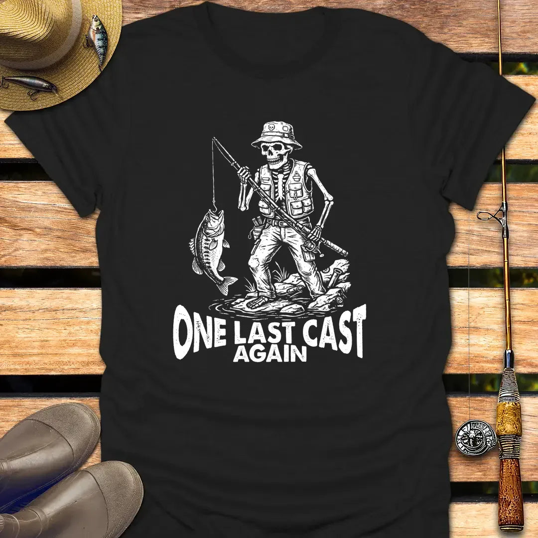 ONE LAST CAST T-Shirt FISHING T-Shirt Black / S