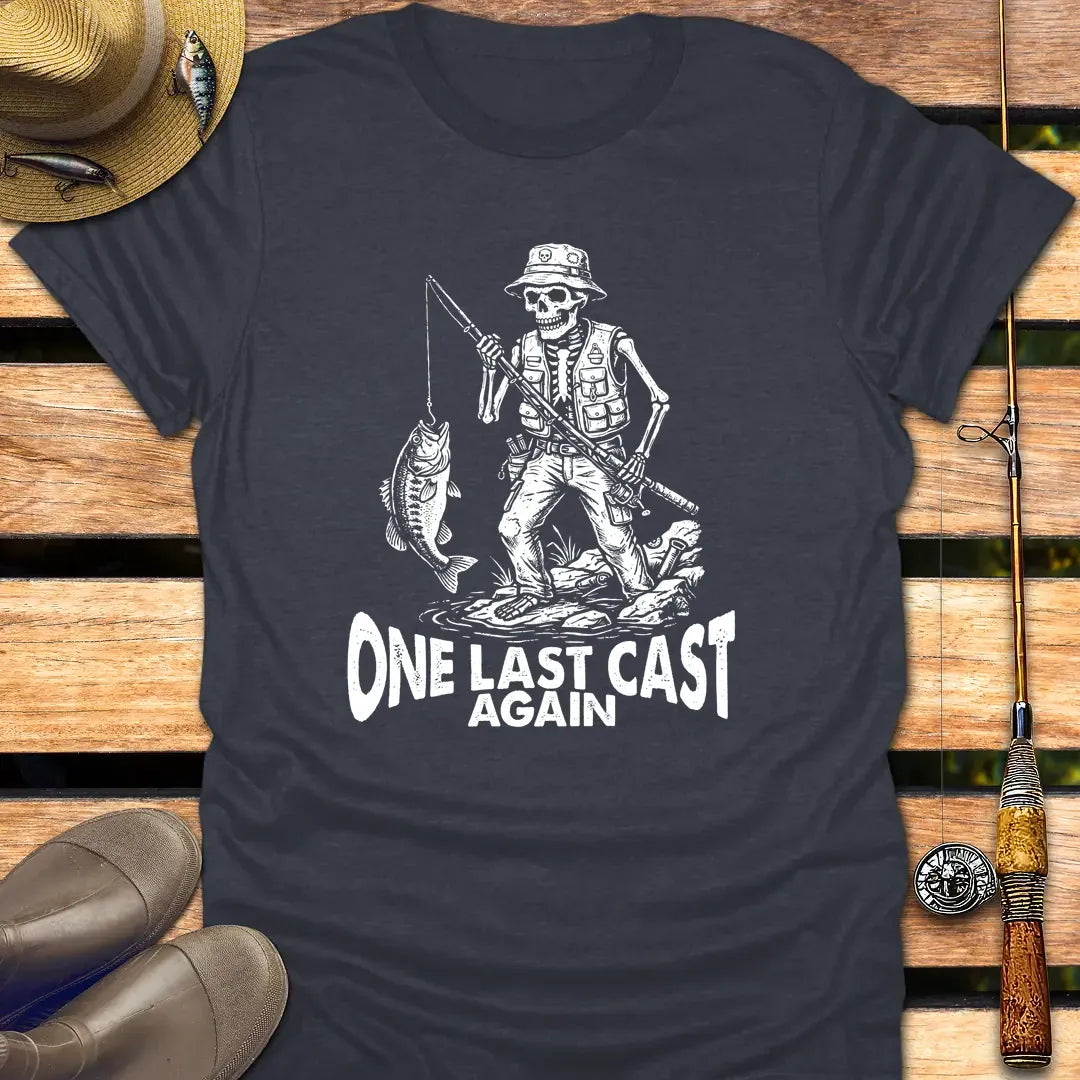 ONE LAST CAST T-Shirt FISHING T-Shirt Heather Navy / S