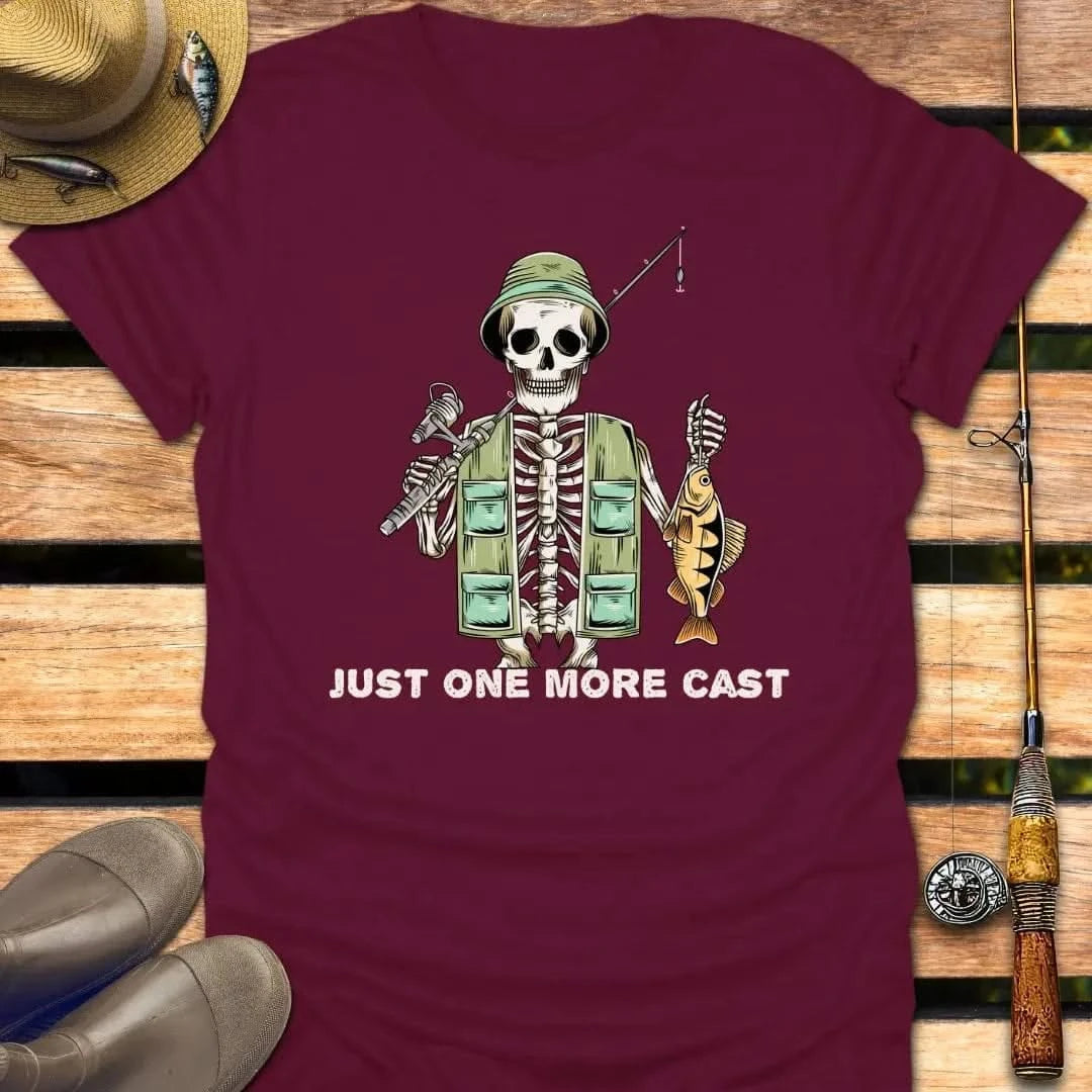 ONE MORE CAST T-Shirt FISHING T-Shirt Maroon / S