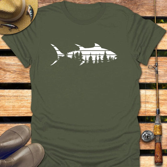 OUTDOOR TUNA T-Shirt FISHING T-Shirt Military Green / S