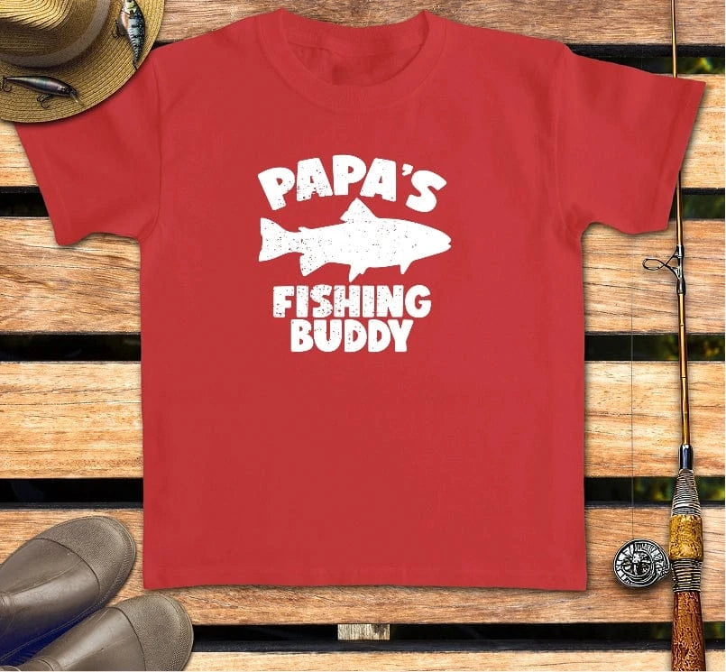 PAPA'S FISHING BUDDY - kid's tee FISHING Kids clothes Red / XS
