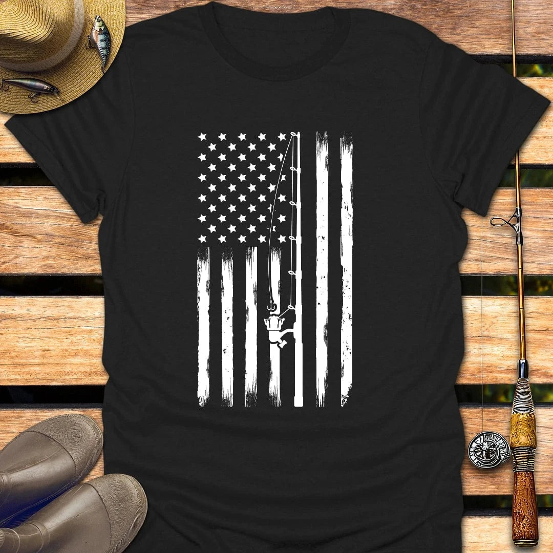 PATRIOT FISHING FLAG T-Shirt FISHING T-Shirt Black / S