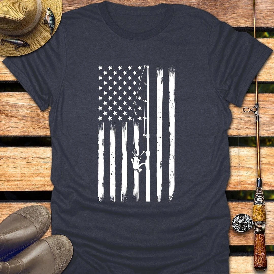 PATRIOT FISHING FLAG T-Shirt FISHING T-Shirt Heather Navy / S