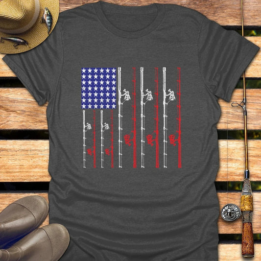 RED WHITE REEL T-Shirt FISHING T-Shirt Dark Heather / S
