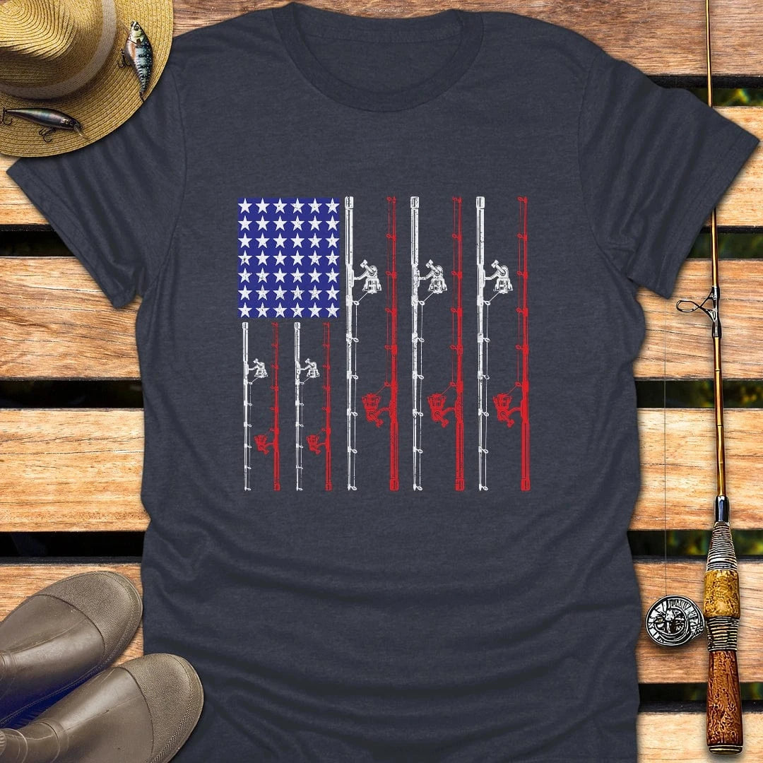 RED WHITE REEL T-Shirt FISHING T-Shirt Heather Navy / S