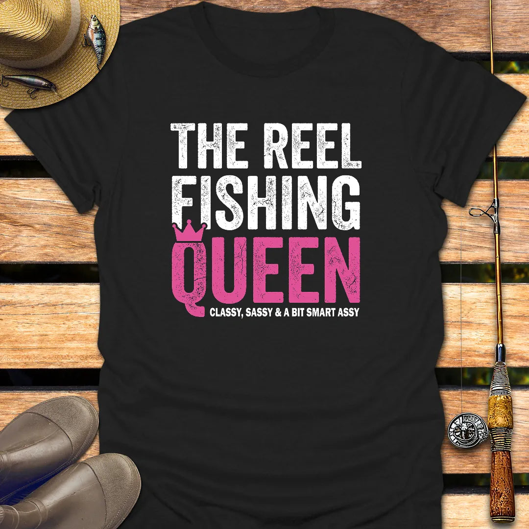 REEL FISHING QUEEN T-Shirt FISHING T-Shirt Black / S