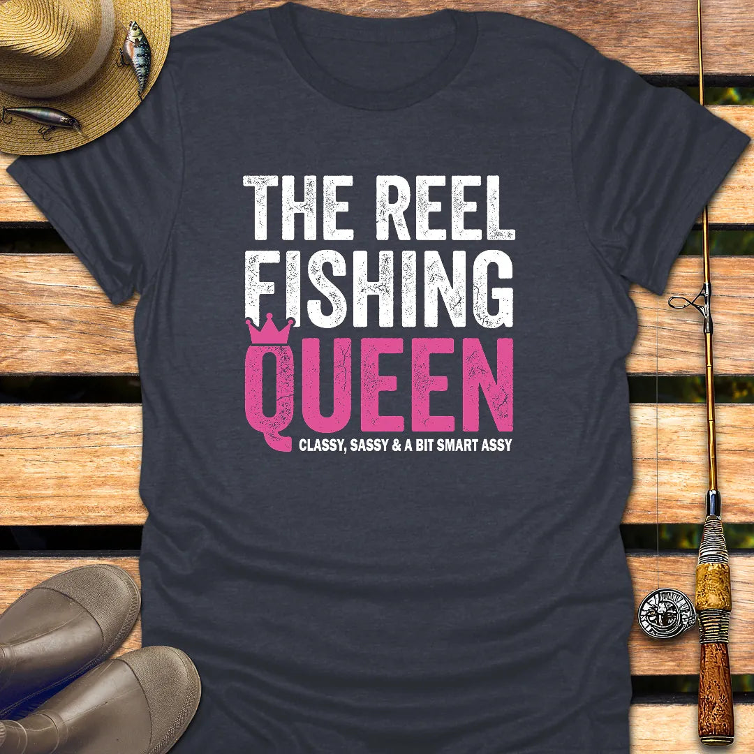 REEL FISHING QUEEN T-Shirt FISHING T-Shirt Heather Navy / S