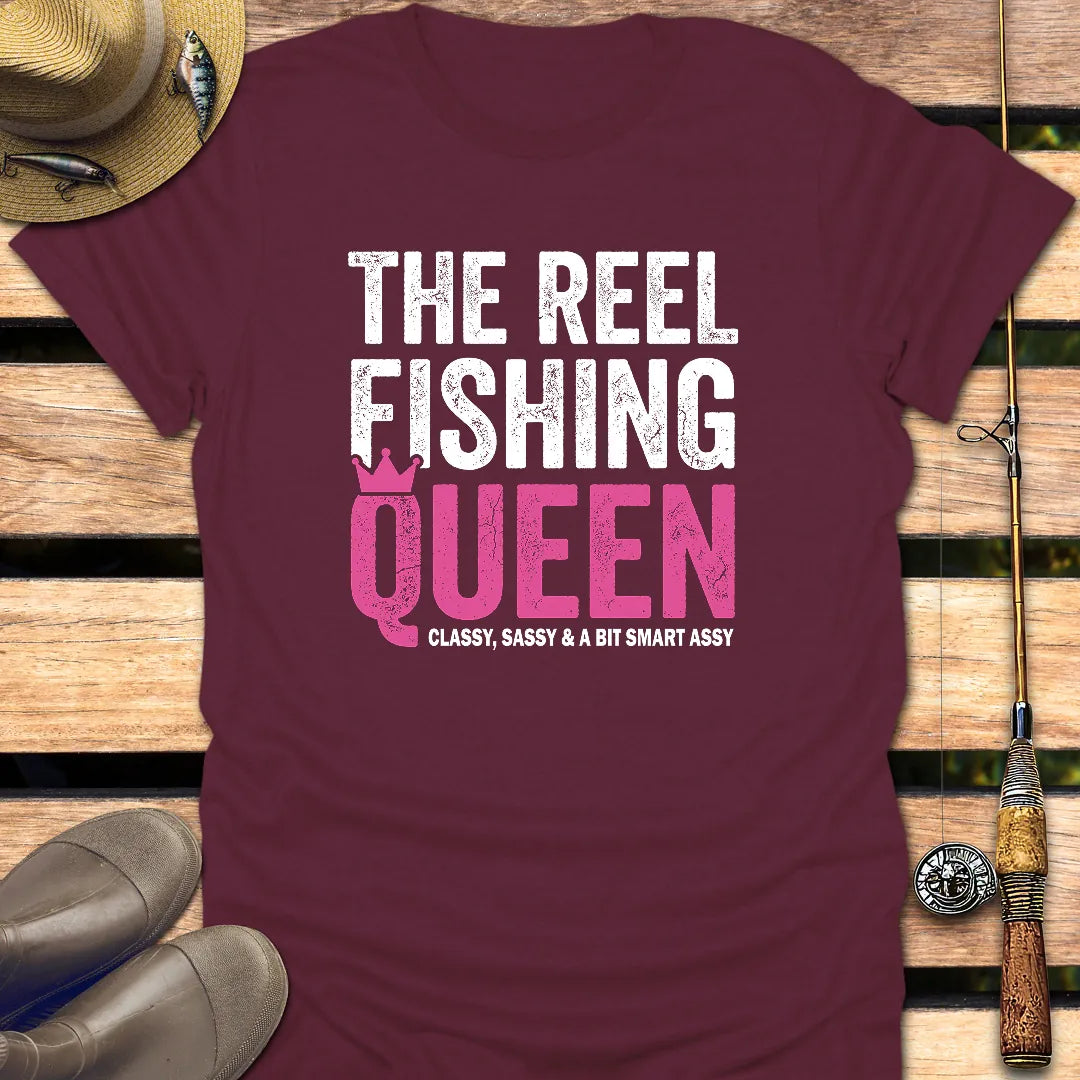 REEL FISHING QUEEN T-Shirt FISHING T-Shirt Maroon / S
