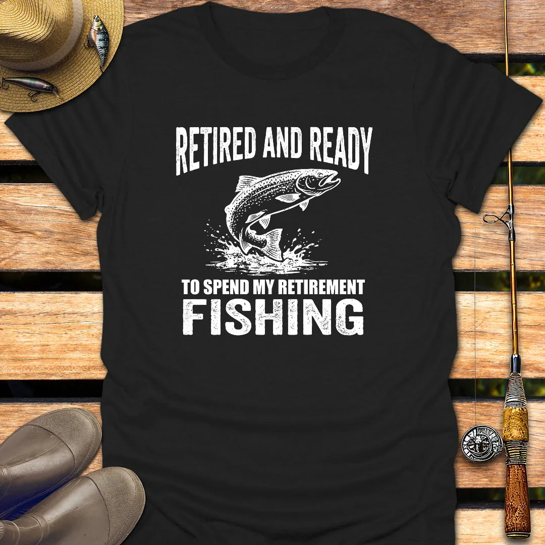 RETIRED & READY T-Shirt FISHING T-Shirt Black / S