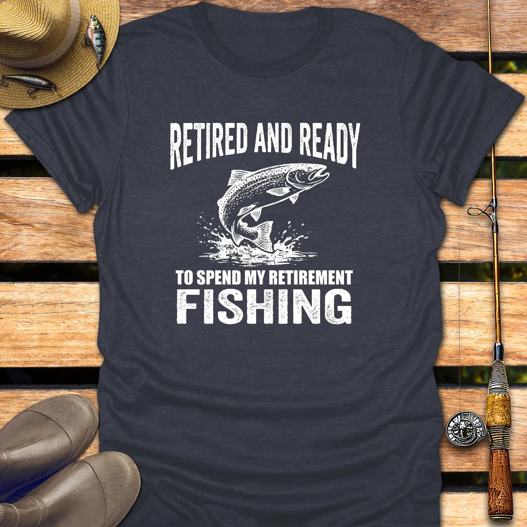 RETIRED & READY T-Shirt FISHING T-Shirt Heather Navy / S