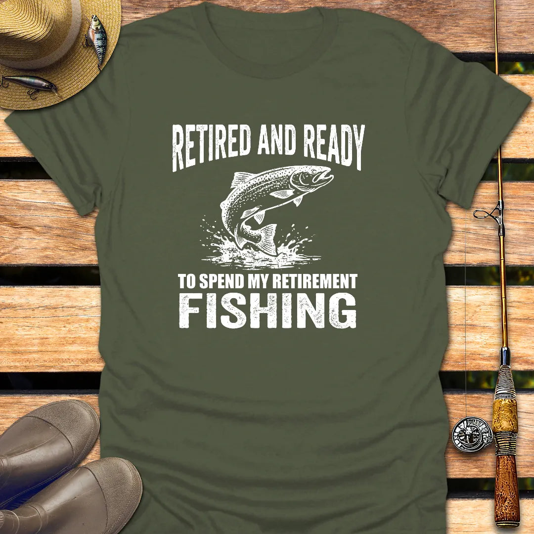 RETIRED & READY T-Shirt FISHING T-Shirt Military Green / S