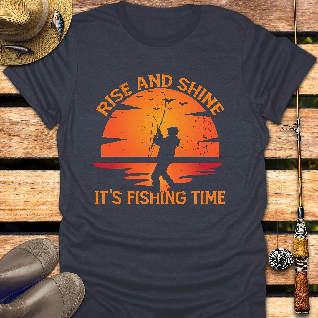 RISE & SHINE T-Shirt FISHING T-Shirt Heather Navy / S
