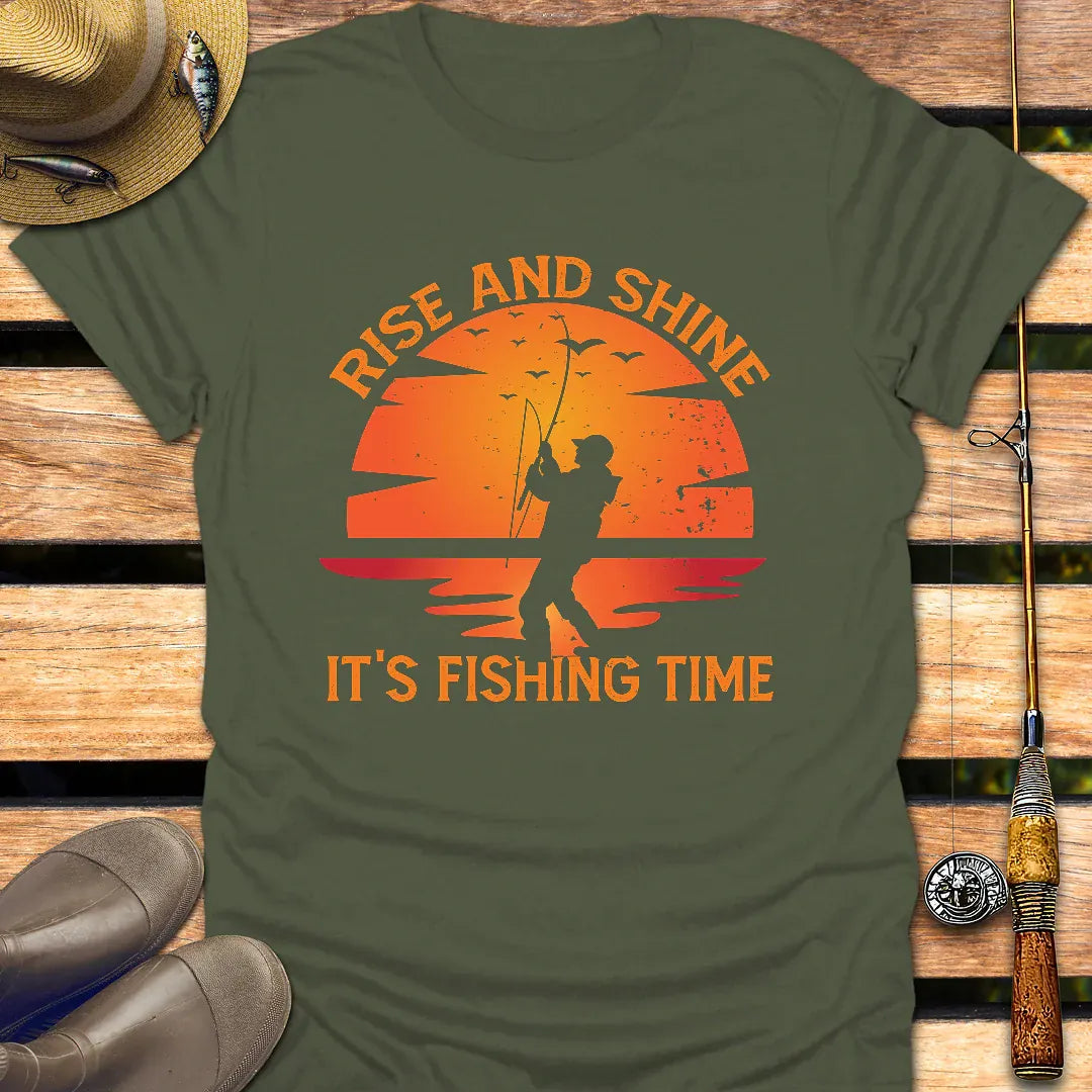 RISE & SHINE T-Shirt FISHING T-Shirt Military Green / S