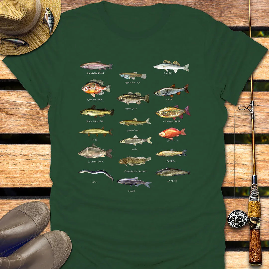 RIVER FISH T-Shirt FISHING T-Shirt Forest Green / S