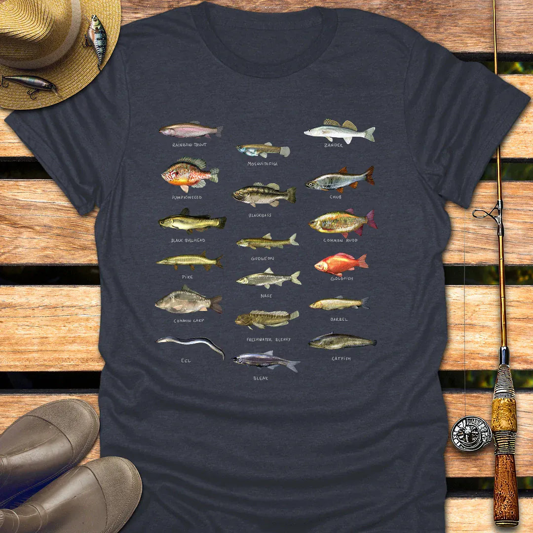 RIVER FISH T-Shirt FISHING T-Shirt Heather Navy / S