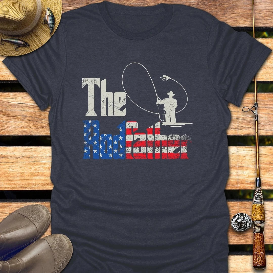 RODFATHER USA T-Shirt FISHING T-Shirt Heather Navy / S