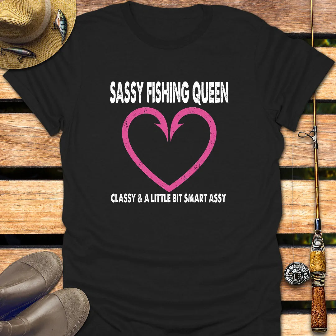 SASSY FISHING QUEEN T-Shirt FISHING T-Shirt Black / S