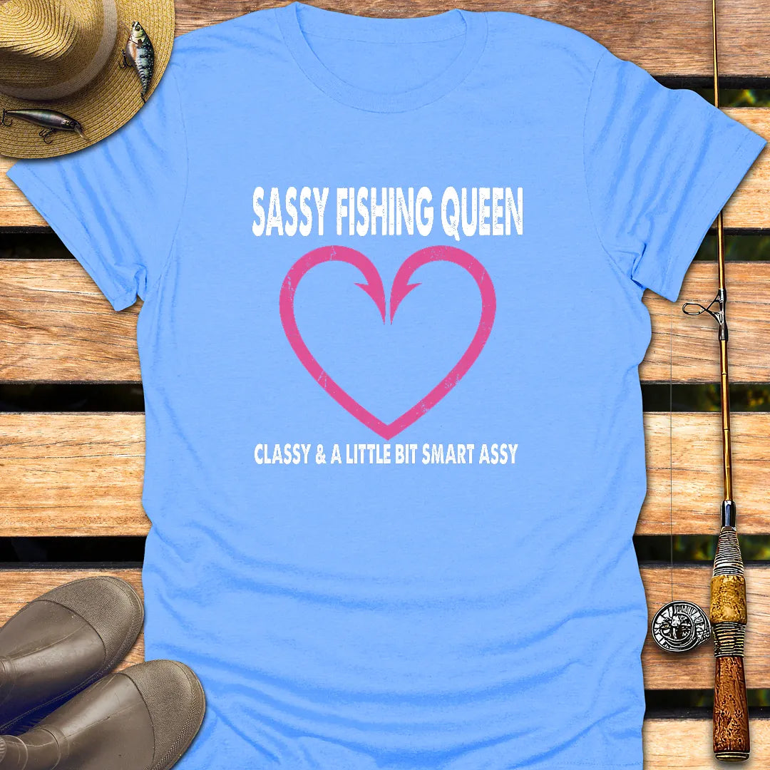 SASSY FISHING QUEEN T-Shirt FISHING T-Shirt Carolina Blue / S